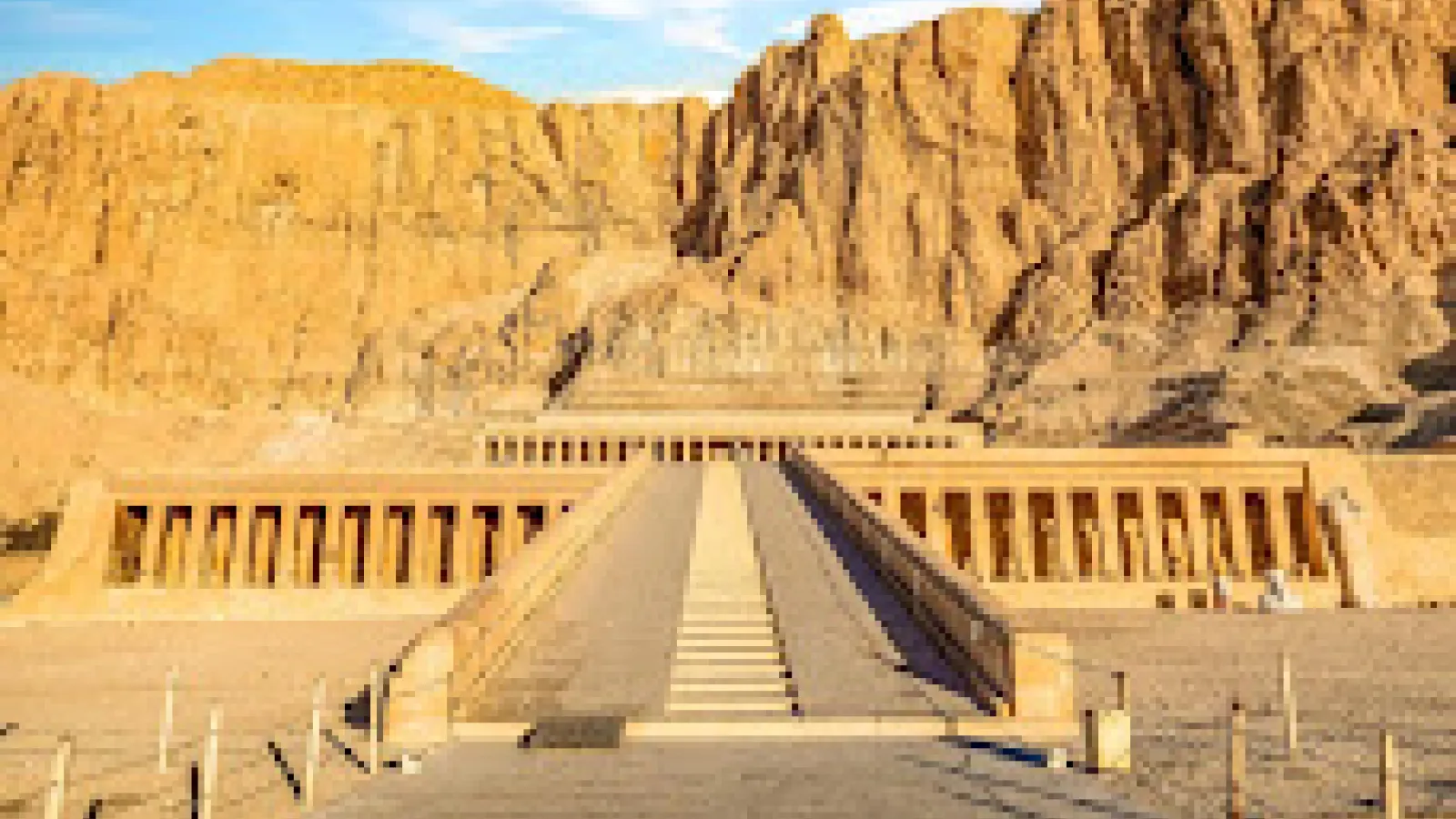 Terraced Temple of Hatshepsut beneath the desert cliffs at Deir el-Bahari, Luxor